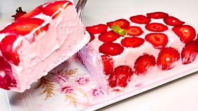 Homemade Strawberry Ice Cream Loaf Recipe - Party Food Ideas - Easy Three Ingredient Ice Cream Cake Recipe