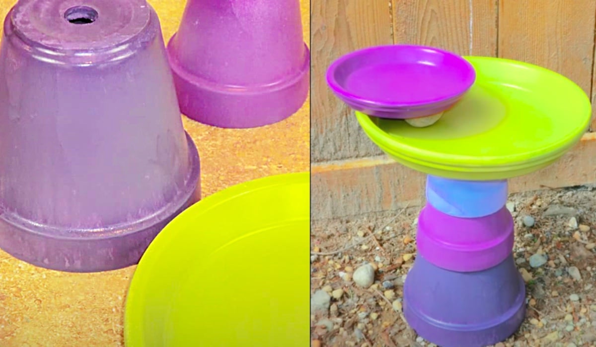 How To Make A Flower Pot Bird Bath | DIY Joy Projects and Crafts Ideas