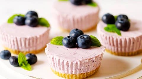 No-Sugar No-Flour Blueberry Mini Cheesecake Recipe | DIY Joy Projects and Crafts Ideas