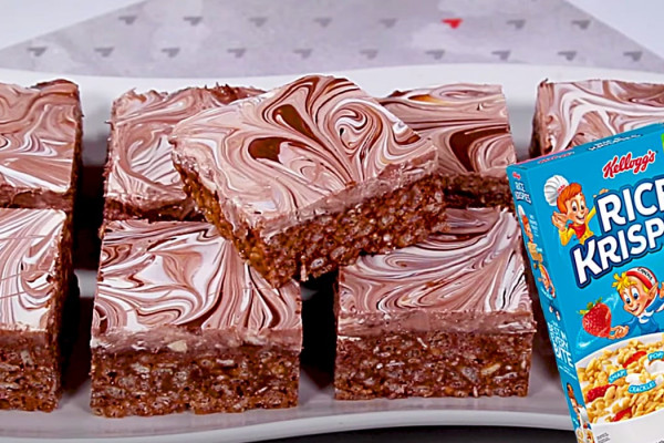 Nutella Swirl Rice Krispie Treats Recipe - How To Make Rice Krispie Treats - Chocolate Snack Bar Recipe