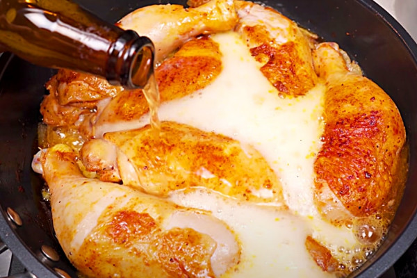 One Pan Chicken Beer Recipe - Easy Way To Make Beer Chicken - Easy Dinner Ideas