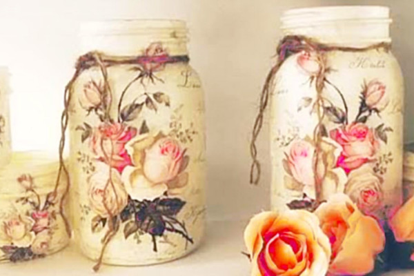 How To Makena Decoupage Jar - Mason Jar Ideas - Decoupage Mason Jars