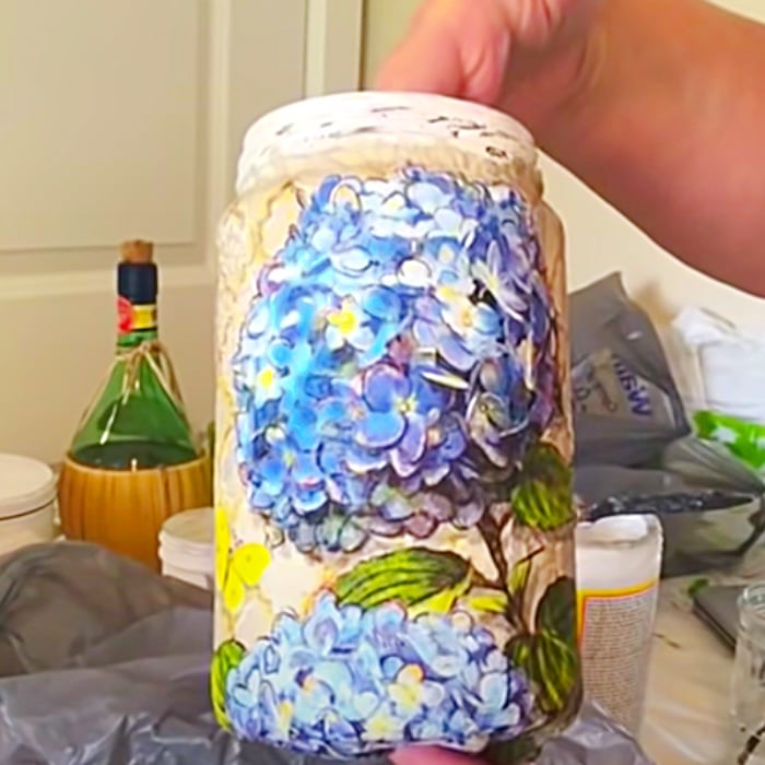 Decoupage a Glass Jar, BEST TIPS for BEGINNERS, Chalk Paint * Mod Podge *  Napkins 😊