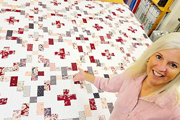 Rose Cross Quilt - Easy Quilt Design - Fun Sewing Pattern - Free Quilt Pattern