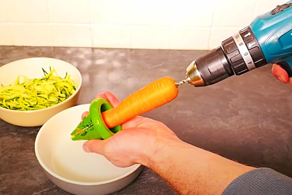 Drill Hacks - Vegetable Peeling Hacks - Easy Way To Peel Carrots