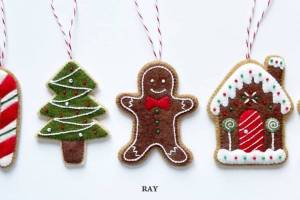 DIY Gingerbread Man Ornament Using Felt
