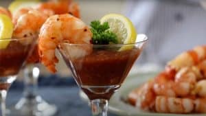 Garlic Roasted Shrimp Appetizer with Cocktail Sauce