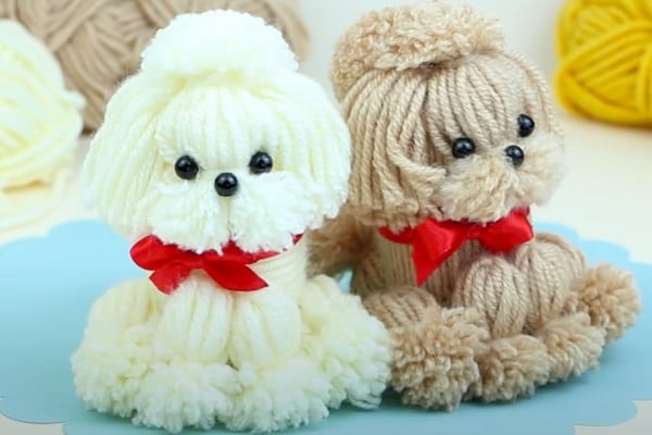 how to make diy yarn dogs