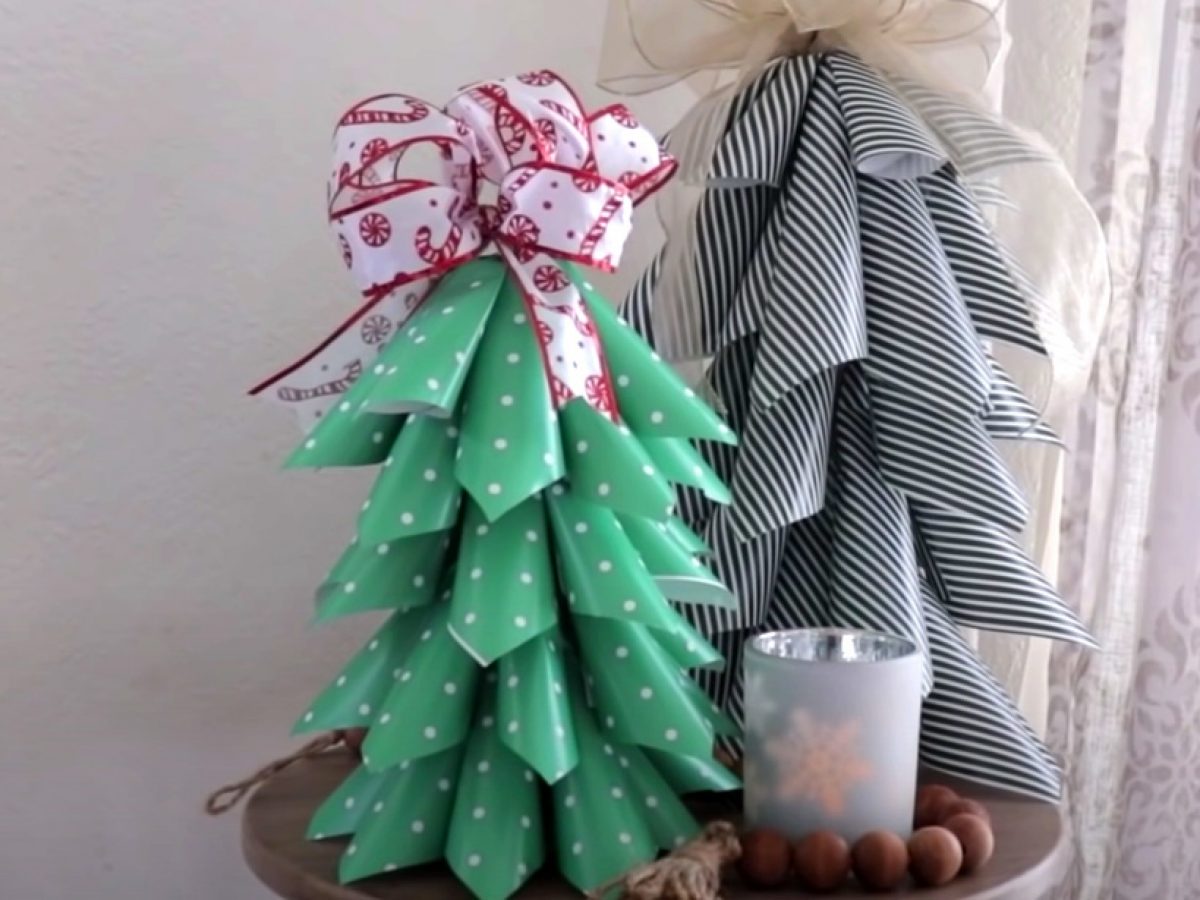 Wrapping Paper, Scissors, Tape And Ribbon With Christmas Tree