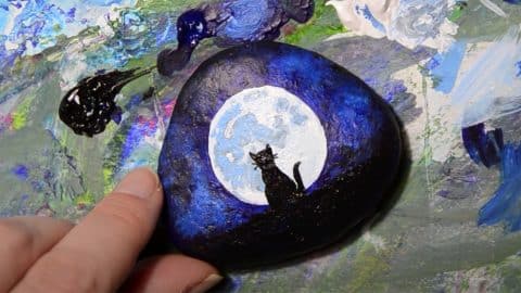 How To Paint Cat and Moon On A Rock | DIY Joy Projects and Crafts Ideas