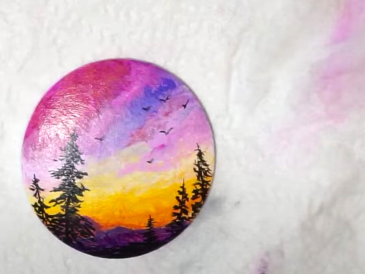 Rock Painting Tutorial For Beginners Sunset 