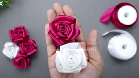 2-Minute DIY Satin Ribbon Rose Flower Tutorial | DIY Joy Projects and Crafts Ideas