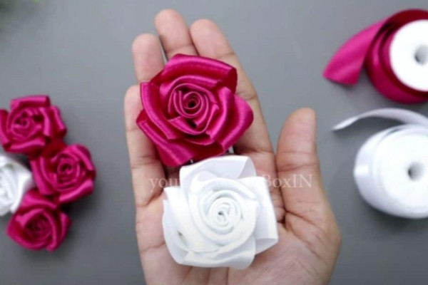 DIY Satin Ribbon Rose Flower