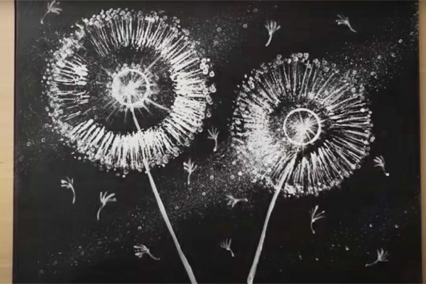 how to paint a dandelion using starbucks paper cup