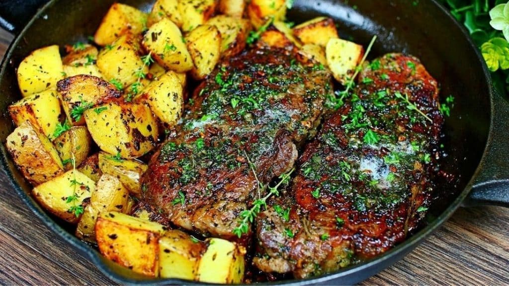 Skillet Garlic Butter Herb Steak and Potatoes Recipe