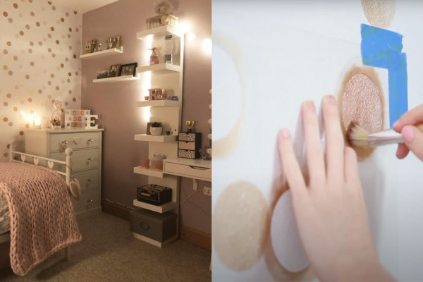 diy polka dot wall with acrylic