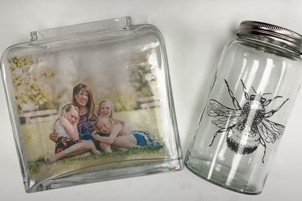 diy transfer on glass using packing tape