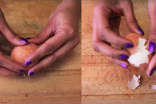 peel hardboiled egg in under 10 seconds