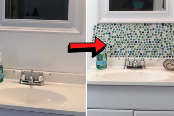 DIY Dollar Store Gemstone Backsplash 