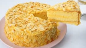 Fluffy Almond Custard Cake Recipe