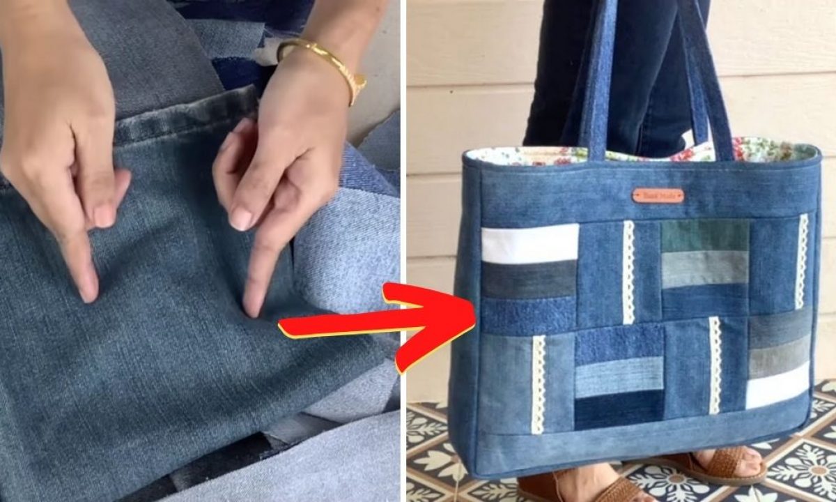 Upcycle Jeans Bag for Tweens to Sew - Red Ted Art - Kids Crafts