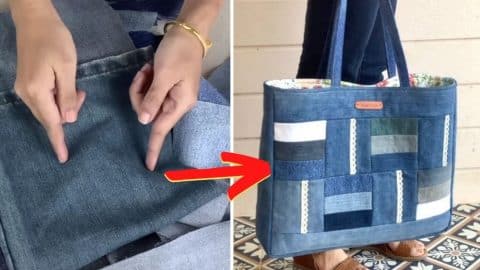 How To Sew A Denim Tote Bag From Old Jeans | DIY Joy Projects and Crafts Ideas