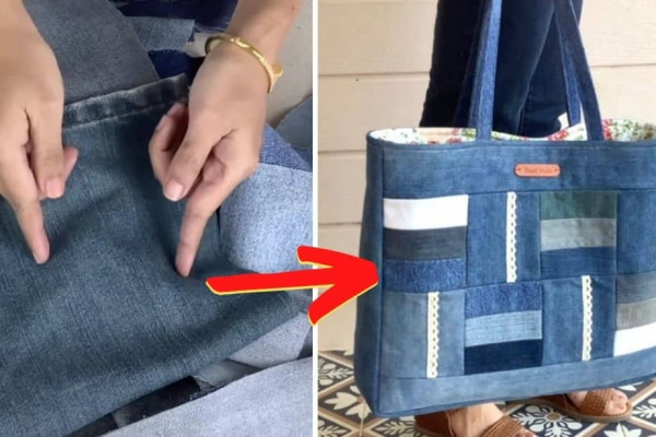 How To Sew A Denim Tote Bag From Old Jeans