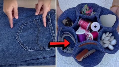 How To Sew A Denim Tray Using Old Jeans | DIY Joy Projects and Crafts Ideas