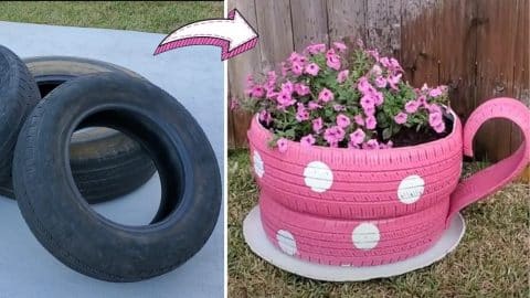 How To Turn Old Tires Into A Teacup Planter | DIY Joy Projects and Crafts Ideas