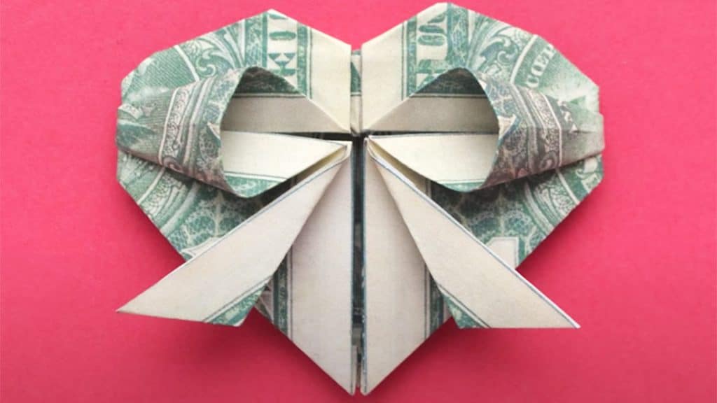 money heart with a bow tutorial