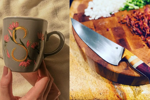 sharpent knife using a mug