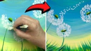 Dandelion Cotton Swabs Painting Technique