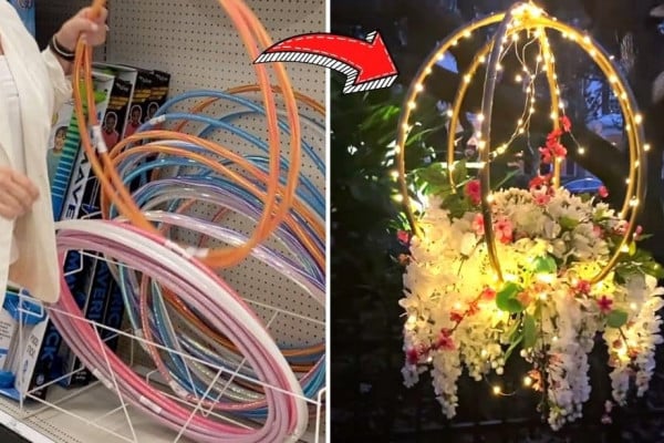 Dollar Store DIY Hanging Hula Hoops Planter
