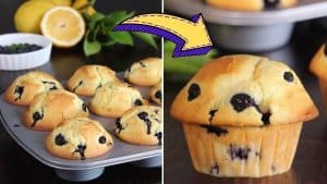 Easy Bakery-Style Blueberry Lemon Muffins Recipe