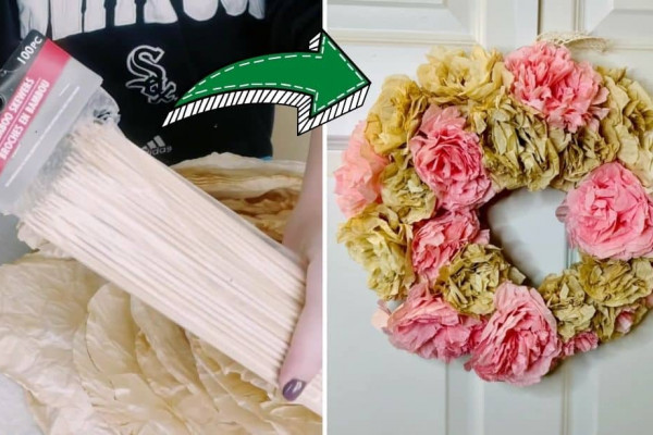 Easy DIY Peony Wreath Using Coffee Filters