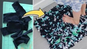 Easy No-Sew DIY Rug Using Scrap Fabrics