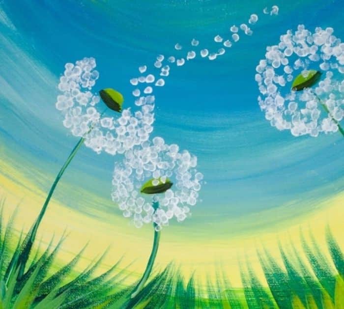 Dandelion Cotton Swabs Painting Technique