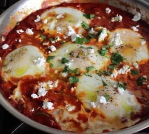 Poached Eggs In Spicy Pepper Tomato Sauce Recipe