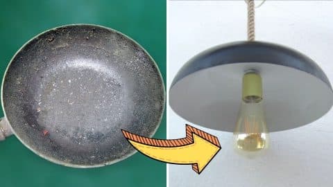 How To Repurpose An Old Frying Pan Into A Hanging Lamp | DIY Joy Projects and Crafts Ideas