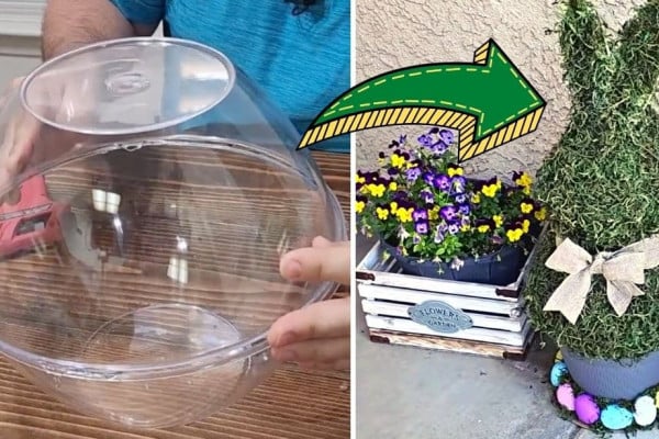 Easter Porch Decor Using Dollar Store Bowls