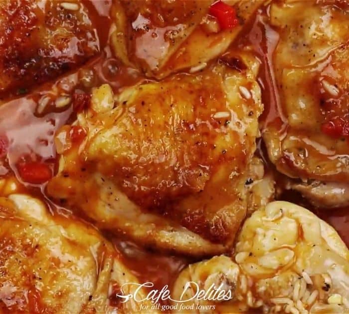 One Pan Tomato Basil Chicken & Rice - Cafe Delites