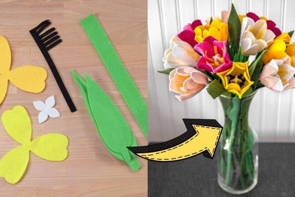 No-Sew DIY Fabric Felt Tulips Tutorial