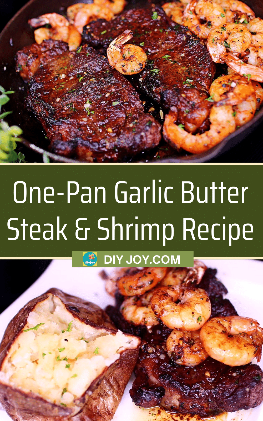 One-Pan Garlic Butter Steak & Shrimp Recipe - Dinner Ideas 