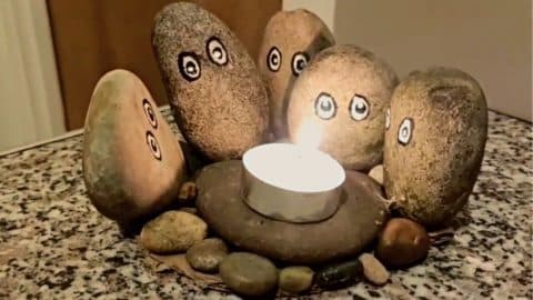 Easy DIY Pebble Campfire Candle Holder Tutorial | DIY Joy Projects and Crafts Ideas
