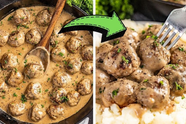 Easy Skillet Swedish Meatballs and Gravy Recipe