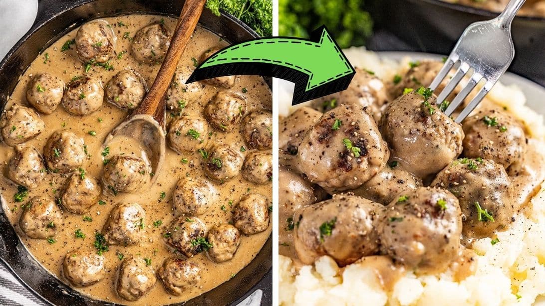 Easy Skillet Swedish Meatballs and Gravy Recipe