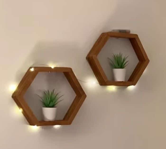 Popsicle Stick Hexagon Shelf -- Easy DIY Wall Art