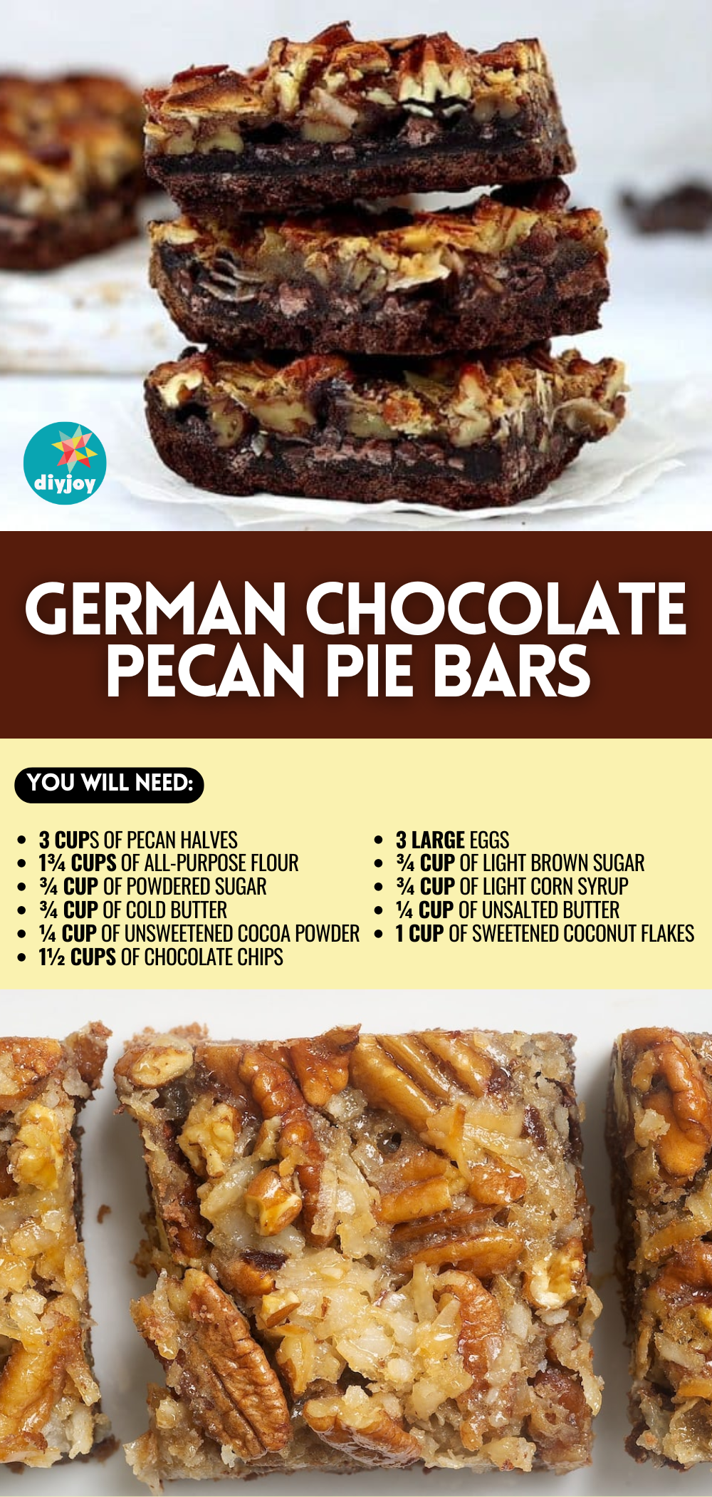 Simple German Chocolate Pecan Pie Bars