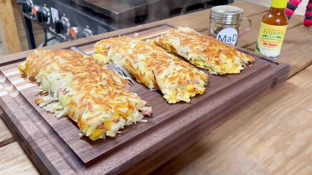 Easy hash brown omelet recipe on griddle