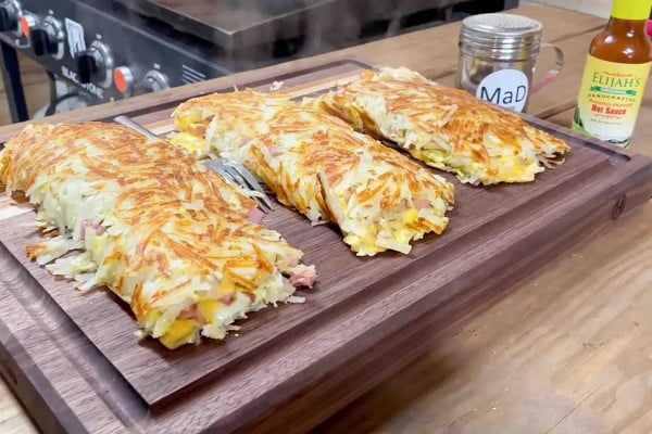 Easy hash brown omelet recipe on griddle